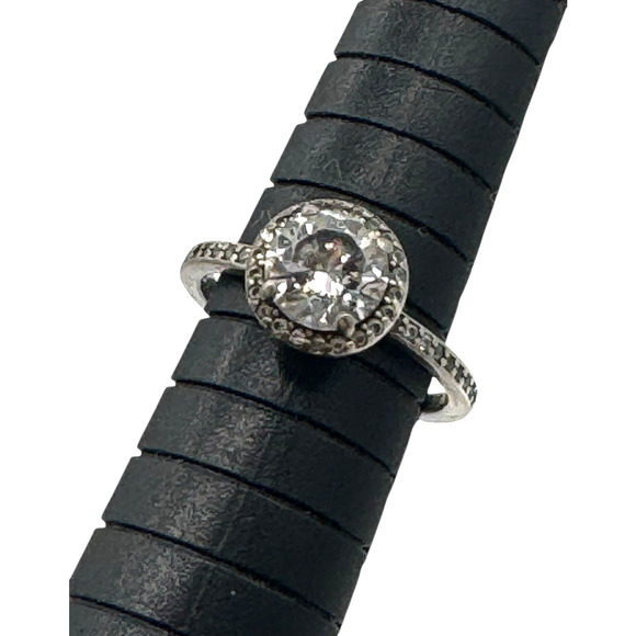 Pandora Ring Round Pave Sparkle Halo 925 Sterling Silver Size 6 ALE 190946CZ - Picture 1 of 15